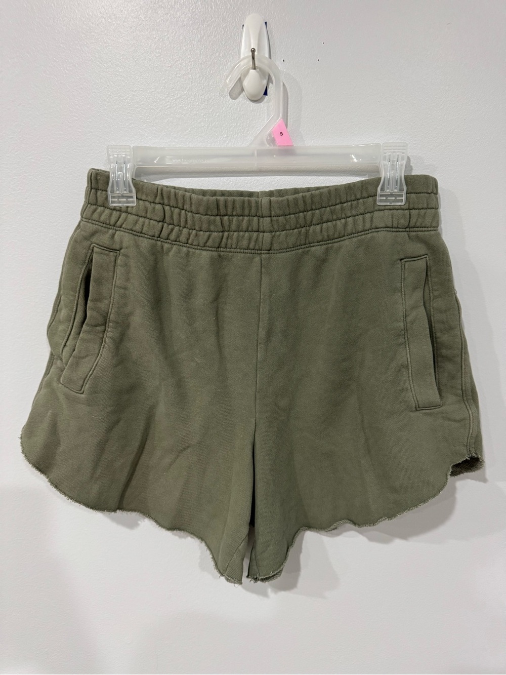 aerie Olive Green Scallop-Hem Athletic Shorts